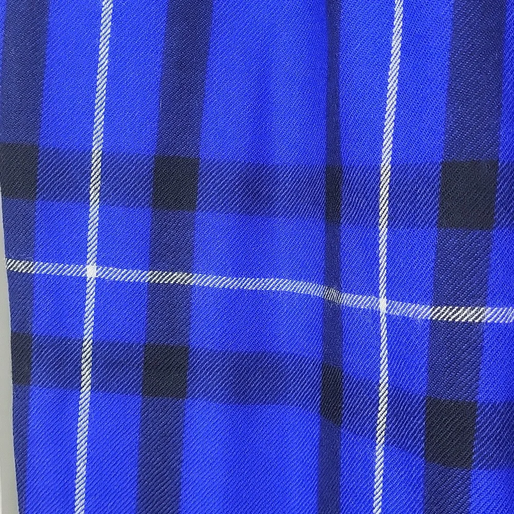 ESCADA‎ Vintage Wool High-Waist Blue Plaid Straight-Leg Trousers. Size 34 (US 0)